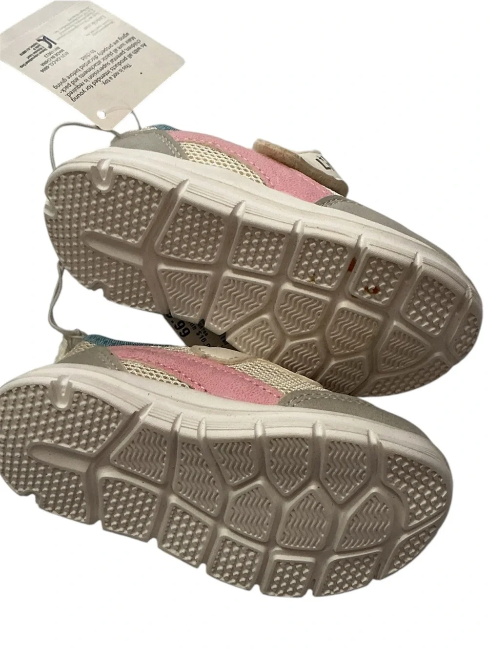 Little Me Cream, Pink & Teal Toddler Sneakers